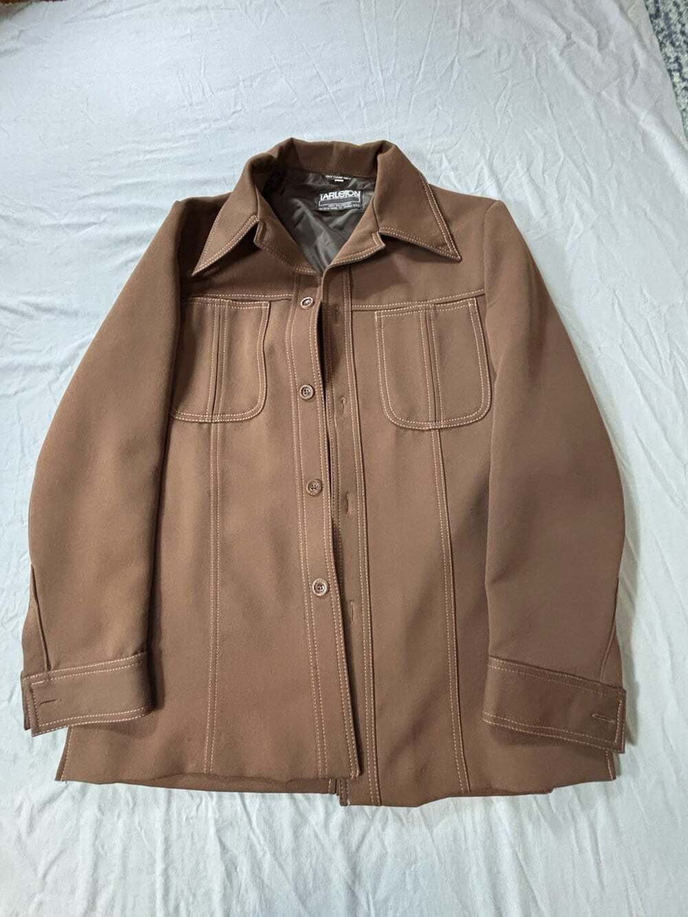 Tarleton Leisure Suit  Men's Jacket Brown Polyester 42R Disco 70's Vintage